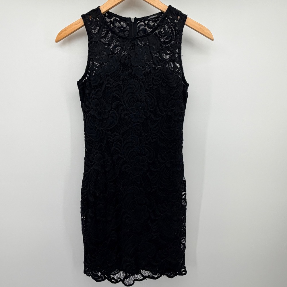 Ambiance Dress Women S Black Floral Lace Sleeveless High Neck Mini Cocktail